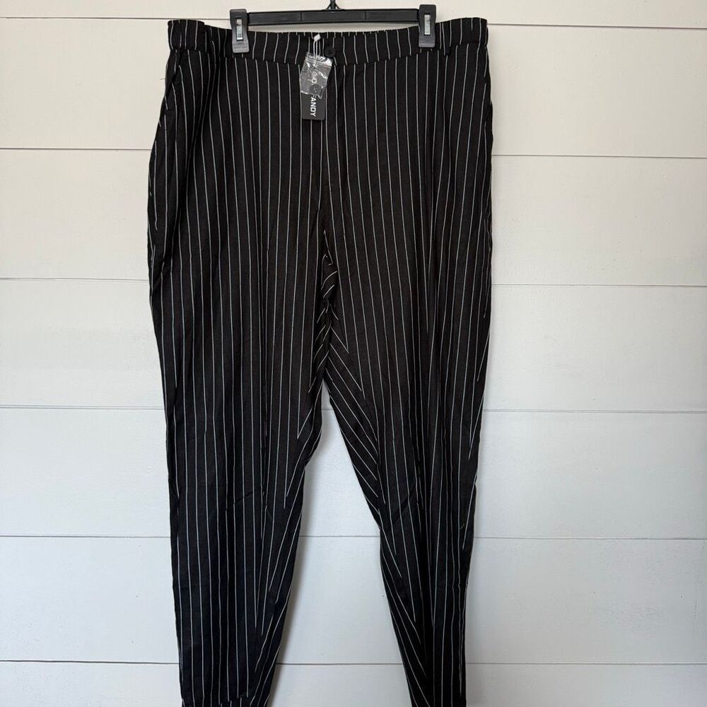 Coofandy Women’s XXL Black Striped Pants Ankle New